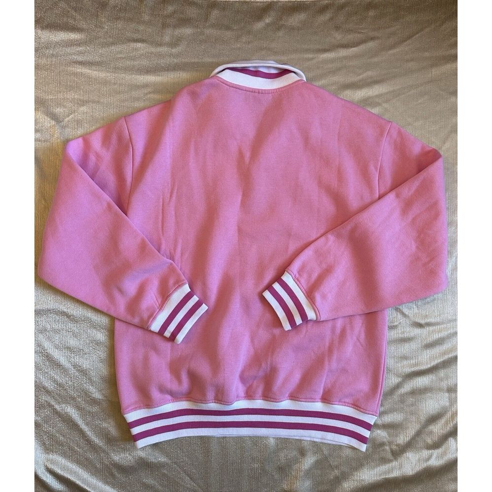 NEW Barbie Pink Stripe Pullover Sweatshirt 1/4 Zip Women's Medium Embroidered - Picture 9 of 9